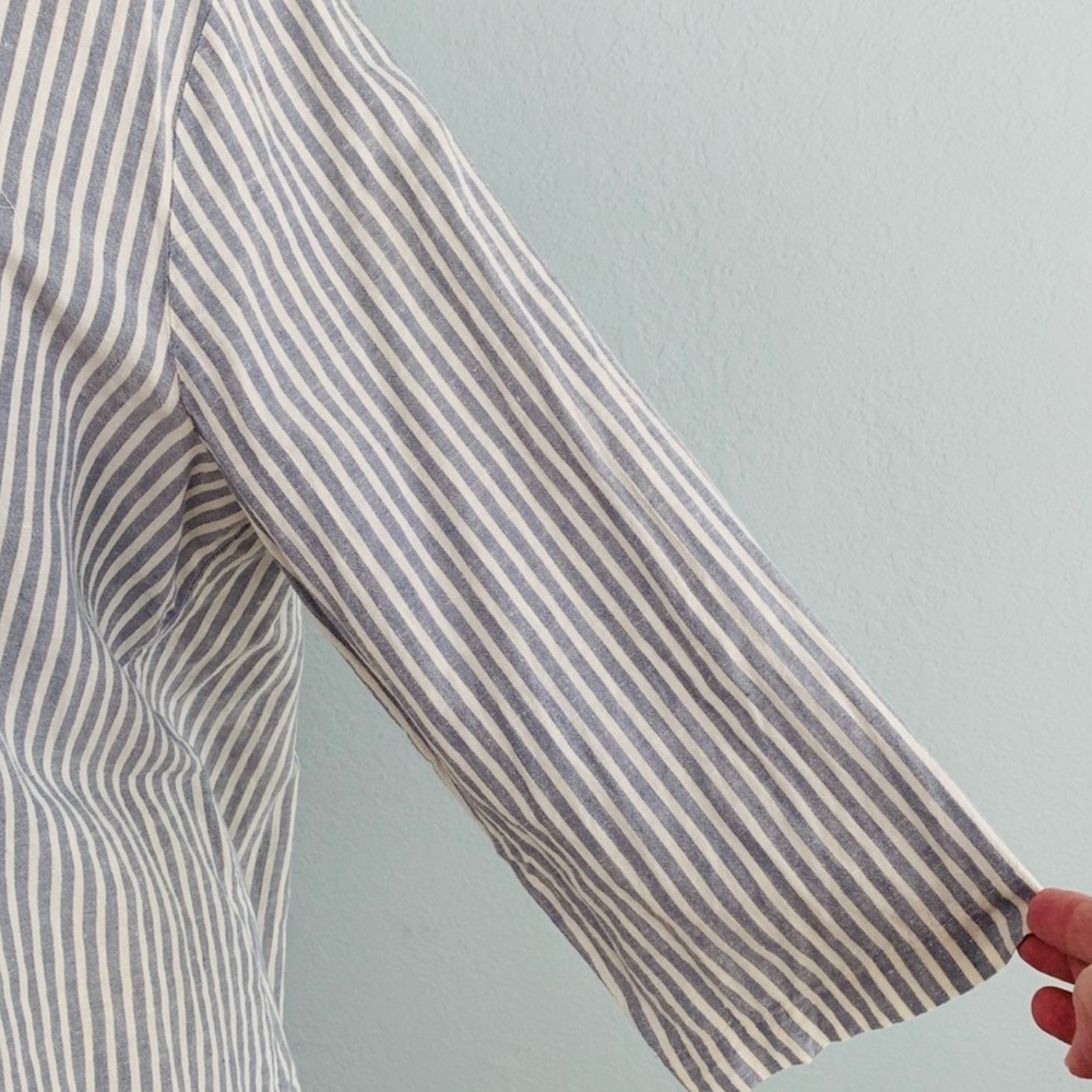 Eileen Fisher Chambray Hemp Cotton Stripe Shirt Dress - Picture 8 of 15
